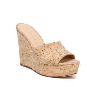 Veronica Beard Dali Cork Wedge Sandals 7 Tan Neutral Cork Platform